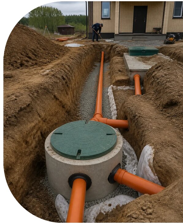 Канализация частного дома под ключ в Кимовске от 154620 р. | АПаруса-Кмв